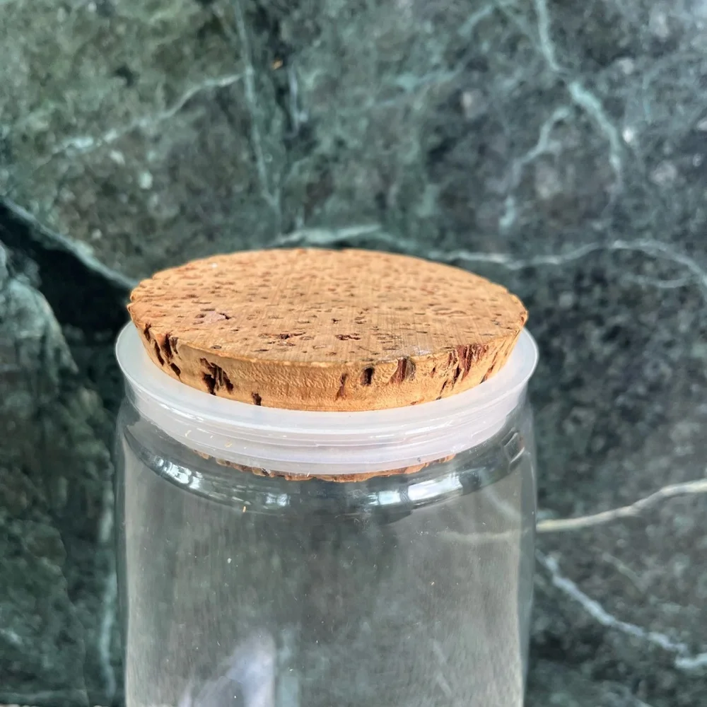 Blue Floral Glass Jar with Cork Lid